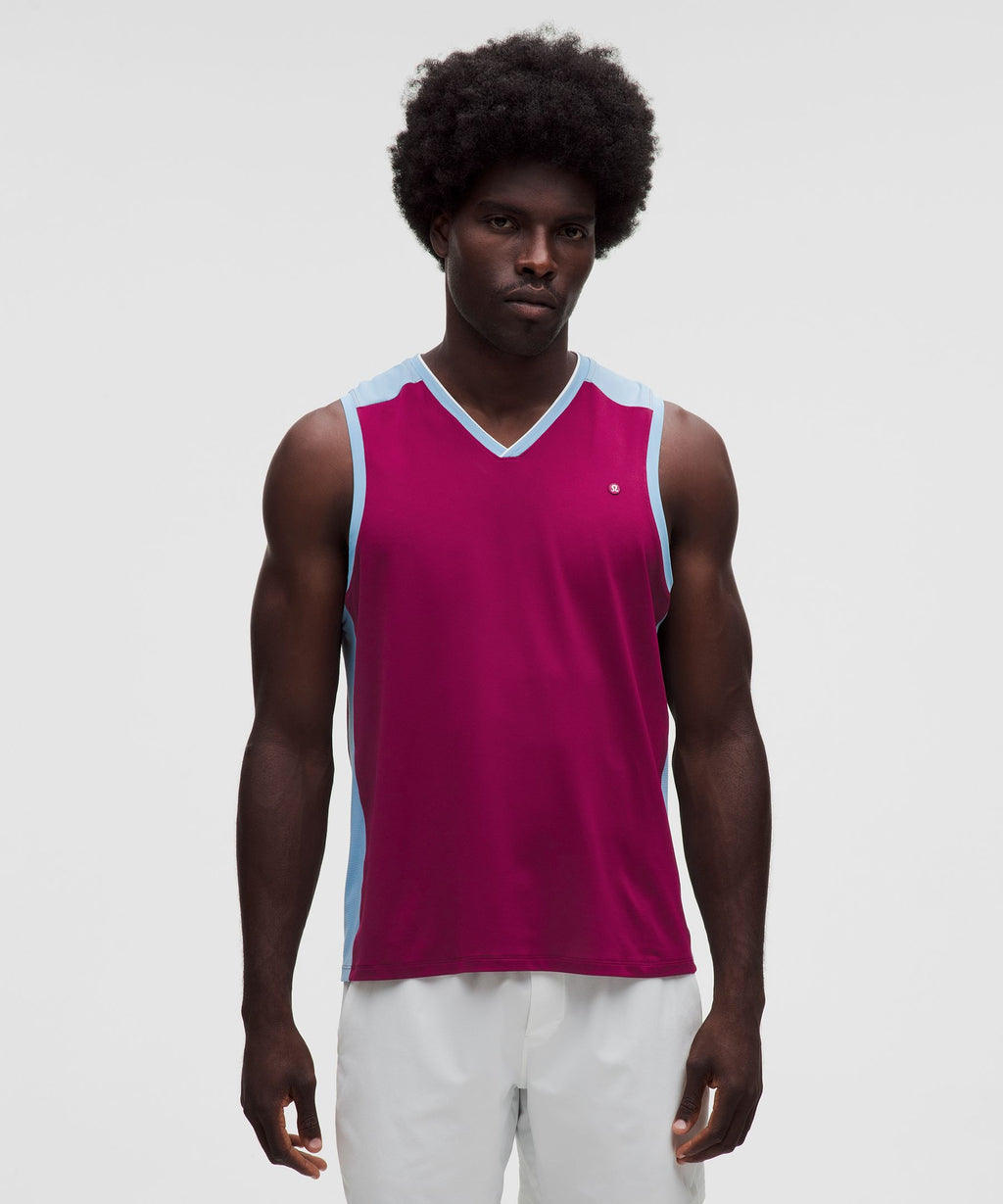 Pique Mesh-Panel Sleeveless Tennis Shirt