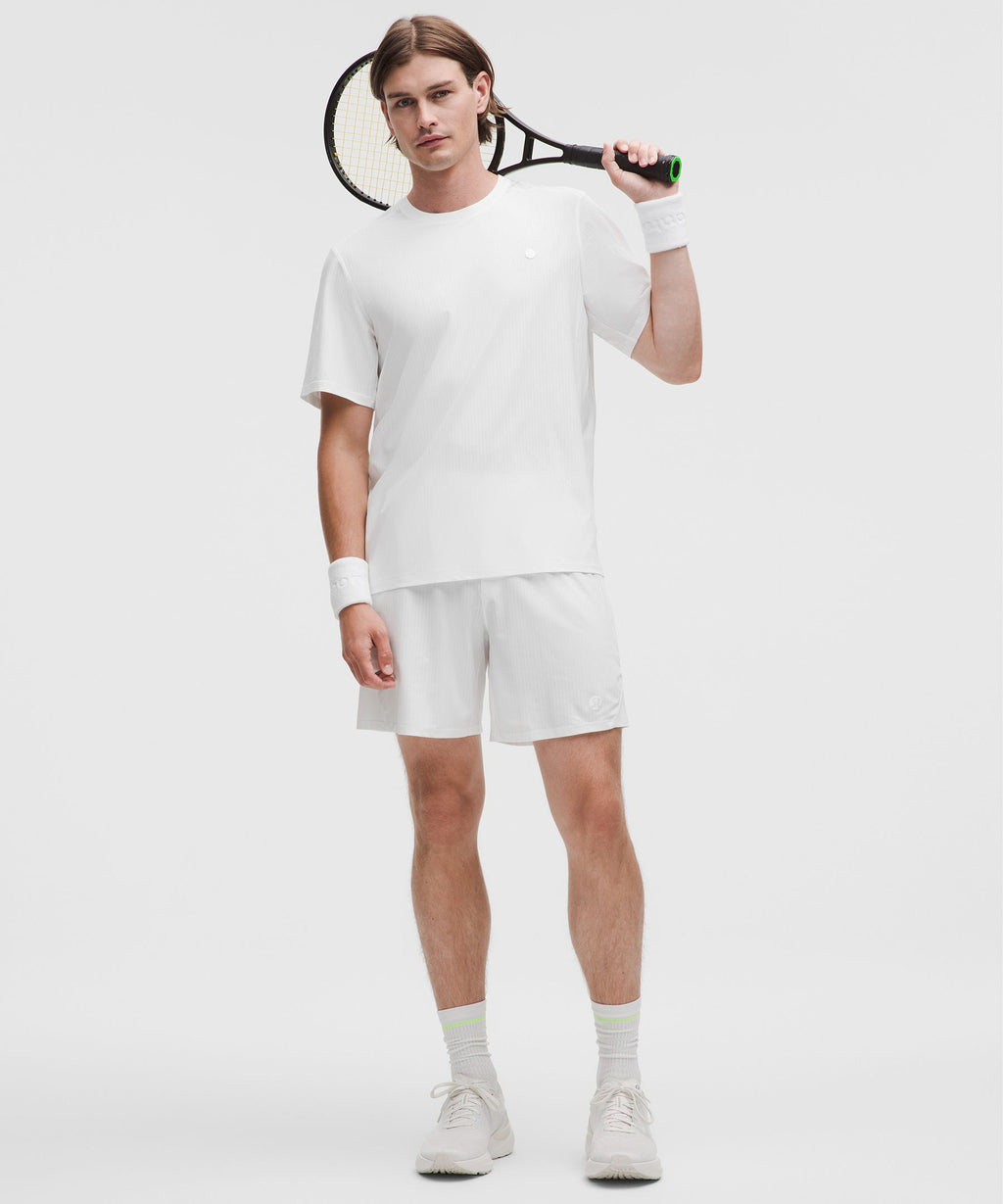 UV-Protective Striped Mesh Tennis T-Shirt
