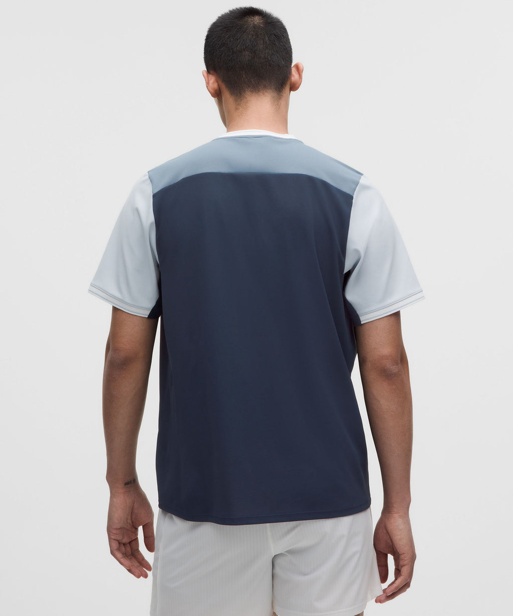 UV-Protective Textured Mesh Tennis Shirt