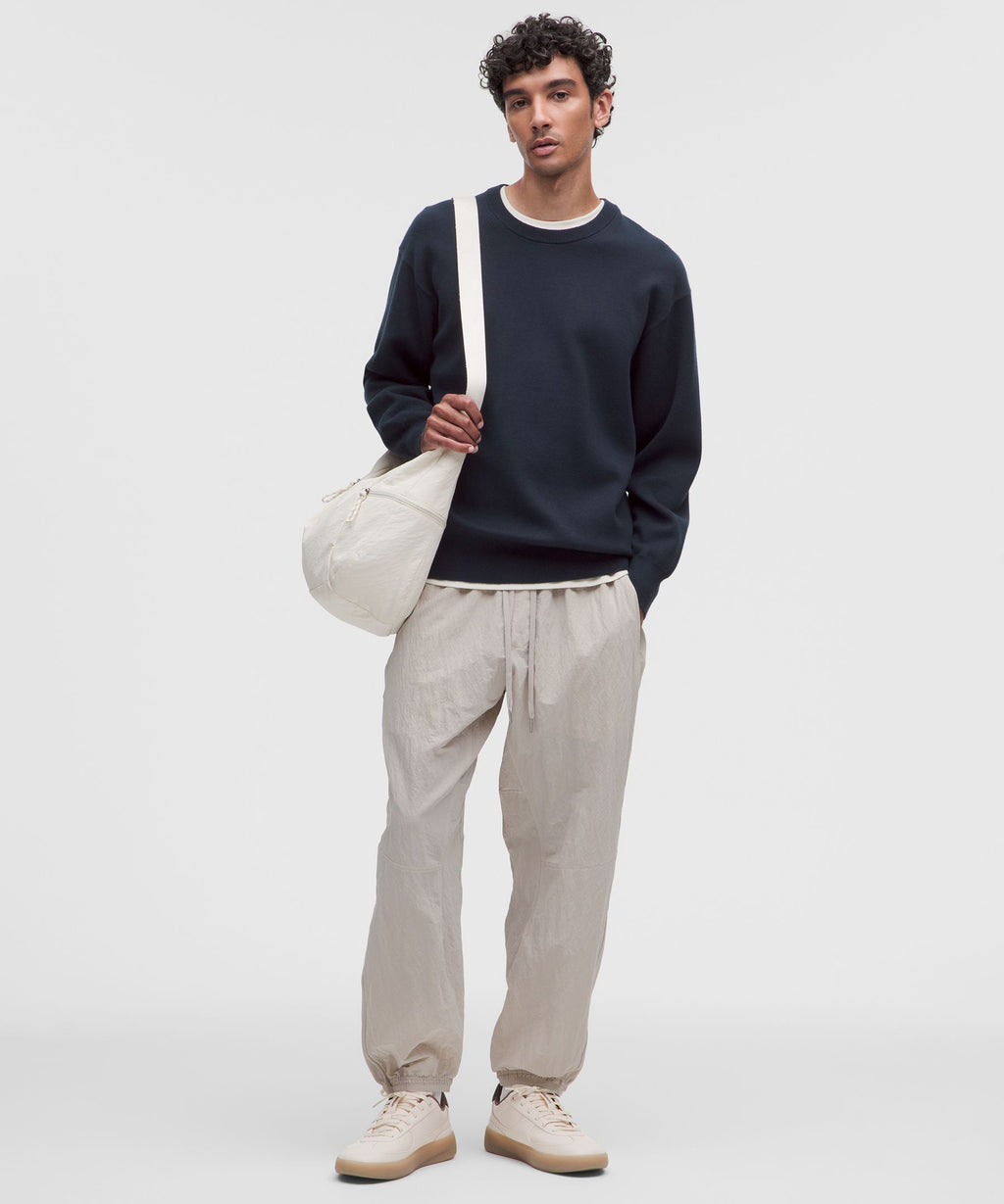 Cotton-Blend Knit Long-Sleeve Crewneck Sweater