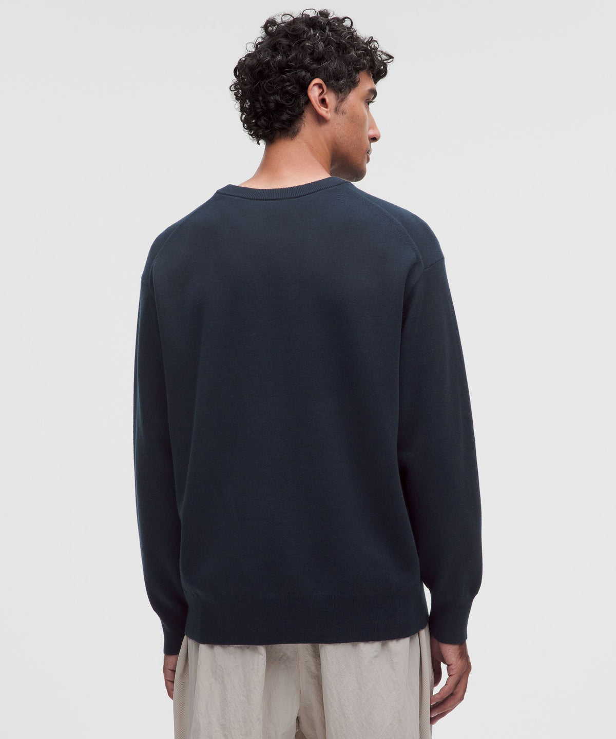 Cotton-Blend Knit Long-Sleeve Crewneck Sweater