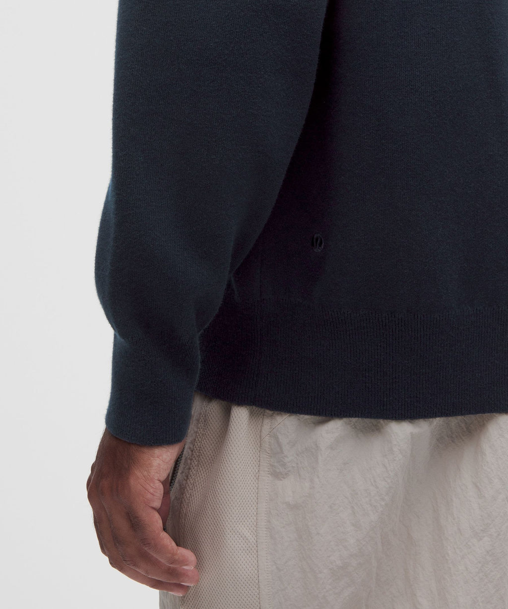 Cotton-Blend Knit Long-Sleeve Crewneck Sweater