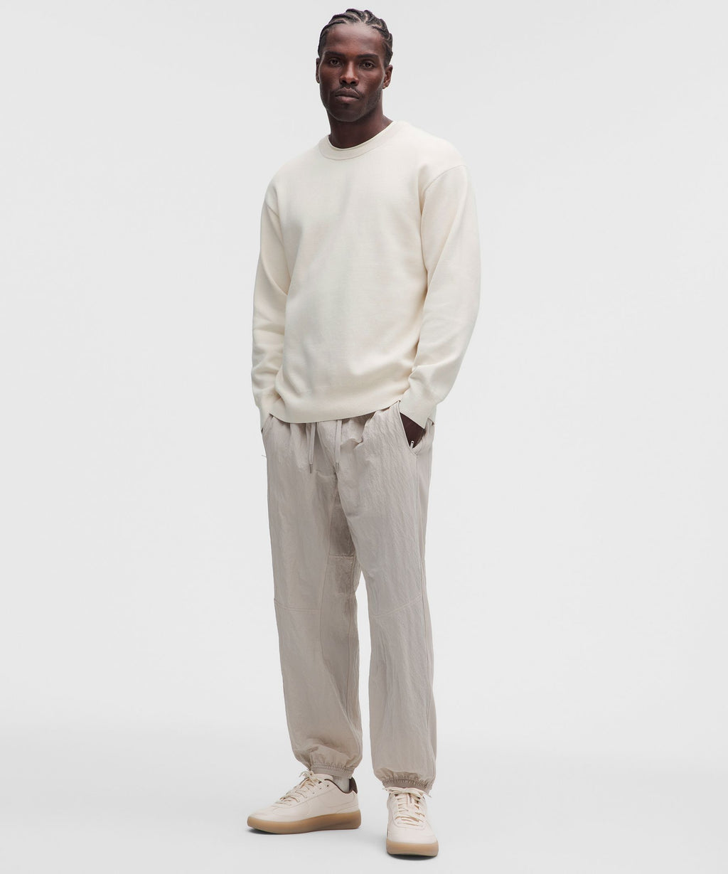 Cotton-Blend Knit Long-Sleeve Crewneck Sweater