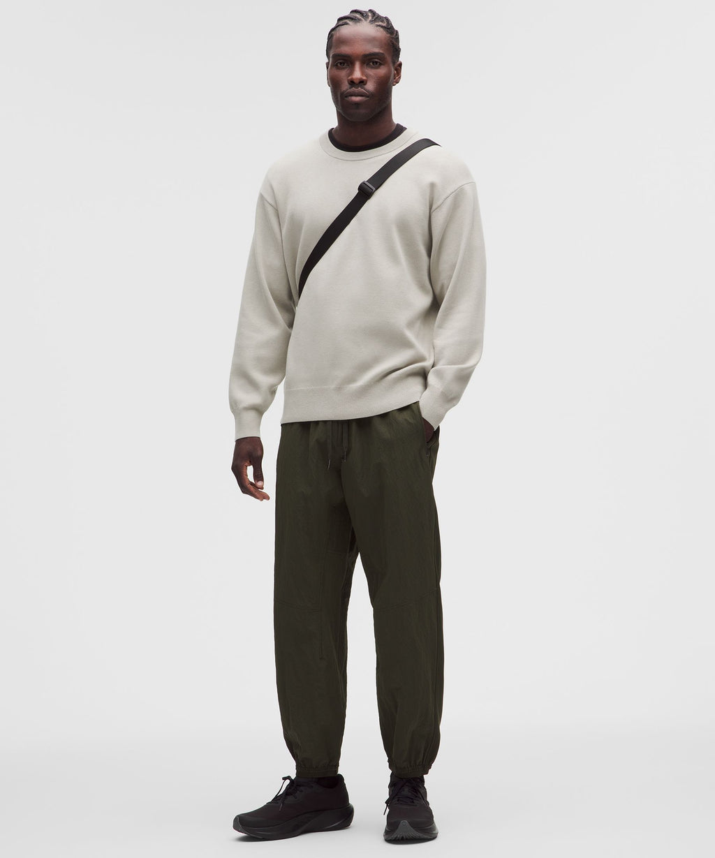 Cotton-Blend Knit Long-Sleeve Crewneck Sweater