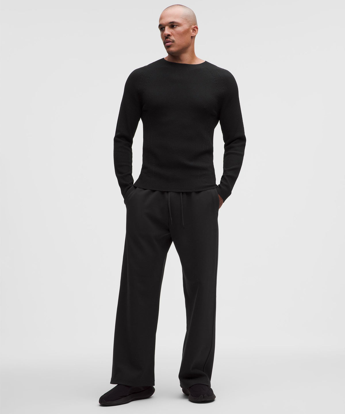 Rib-Knit Slim-Fit Long-Sleeve Shirt