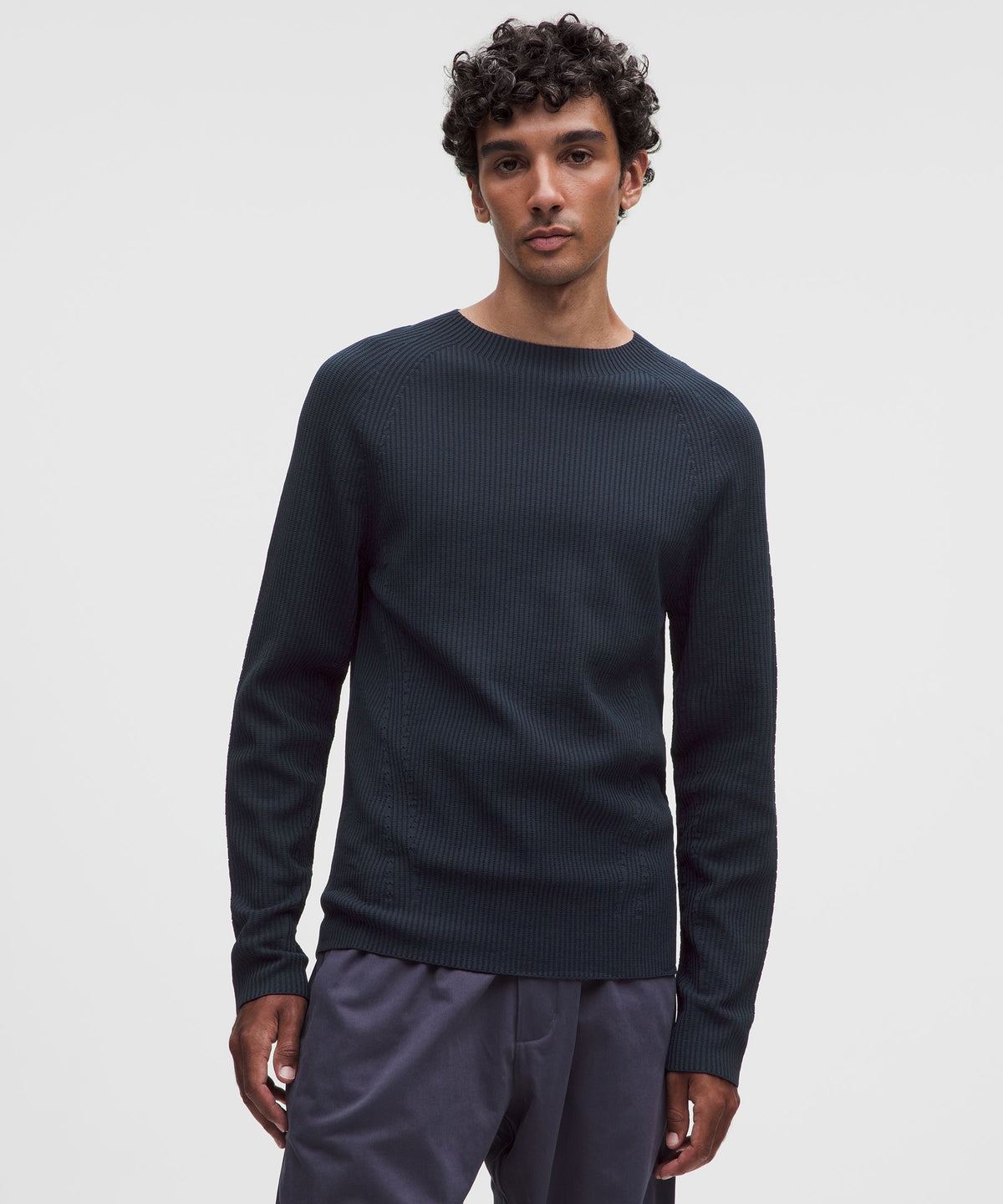 Rib-Knit Slim-Fit Long-Sleeve Shirt
