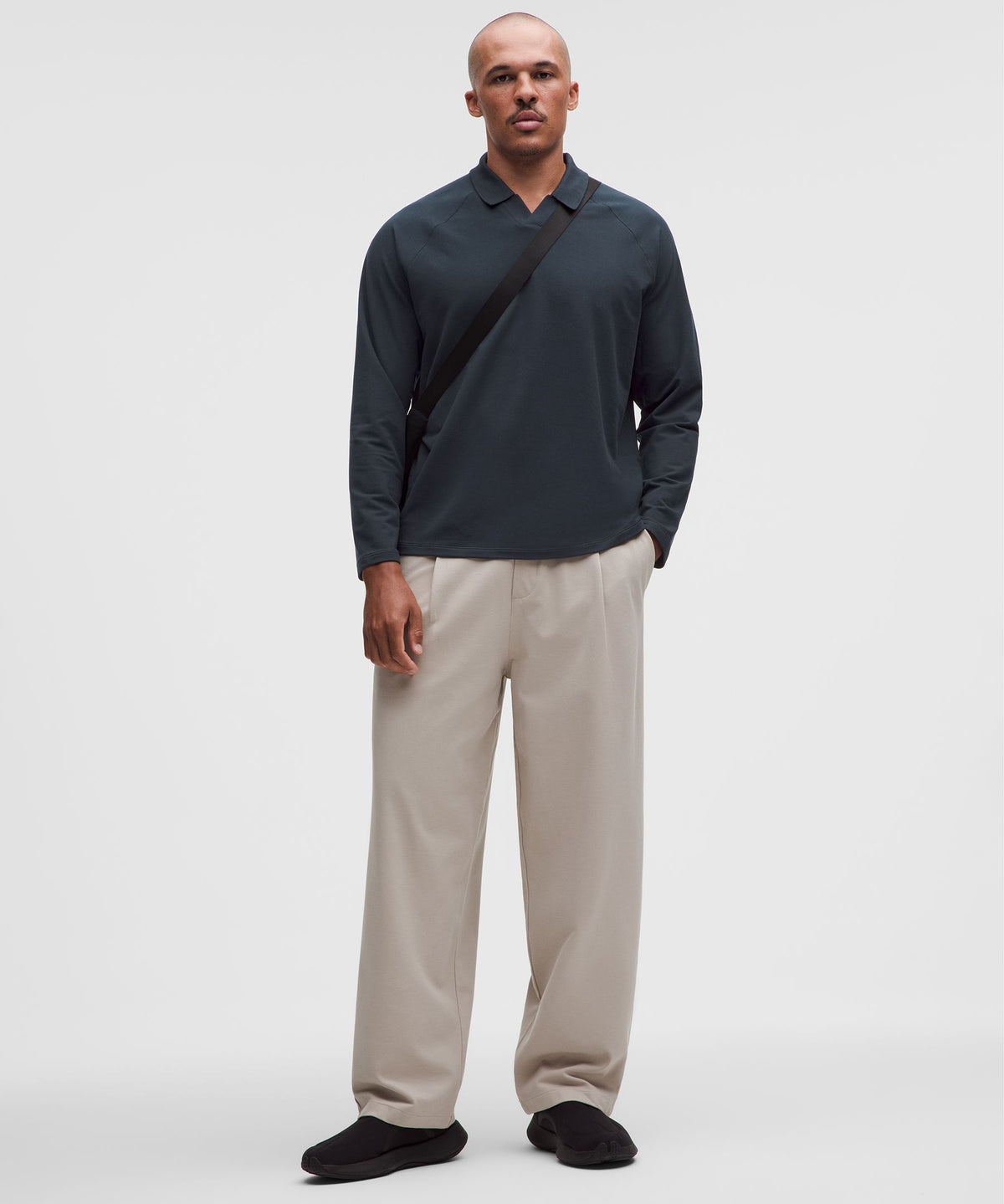 Buttery Loopback Collared Long-Sleeve Shirt