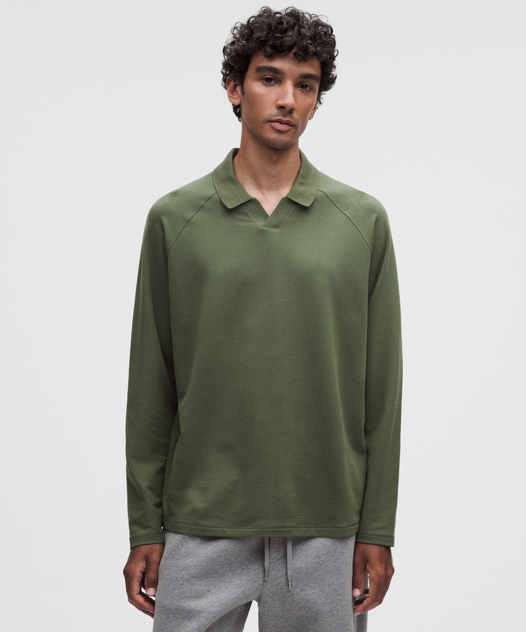 Buttery Loopback Collared Long-Sleeve Shirt