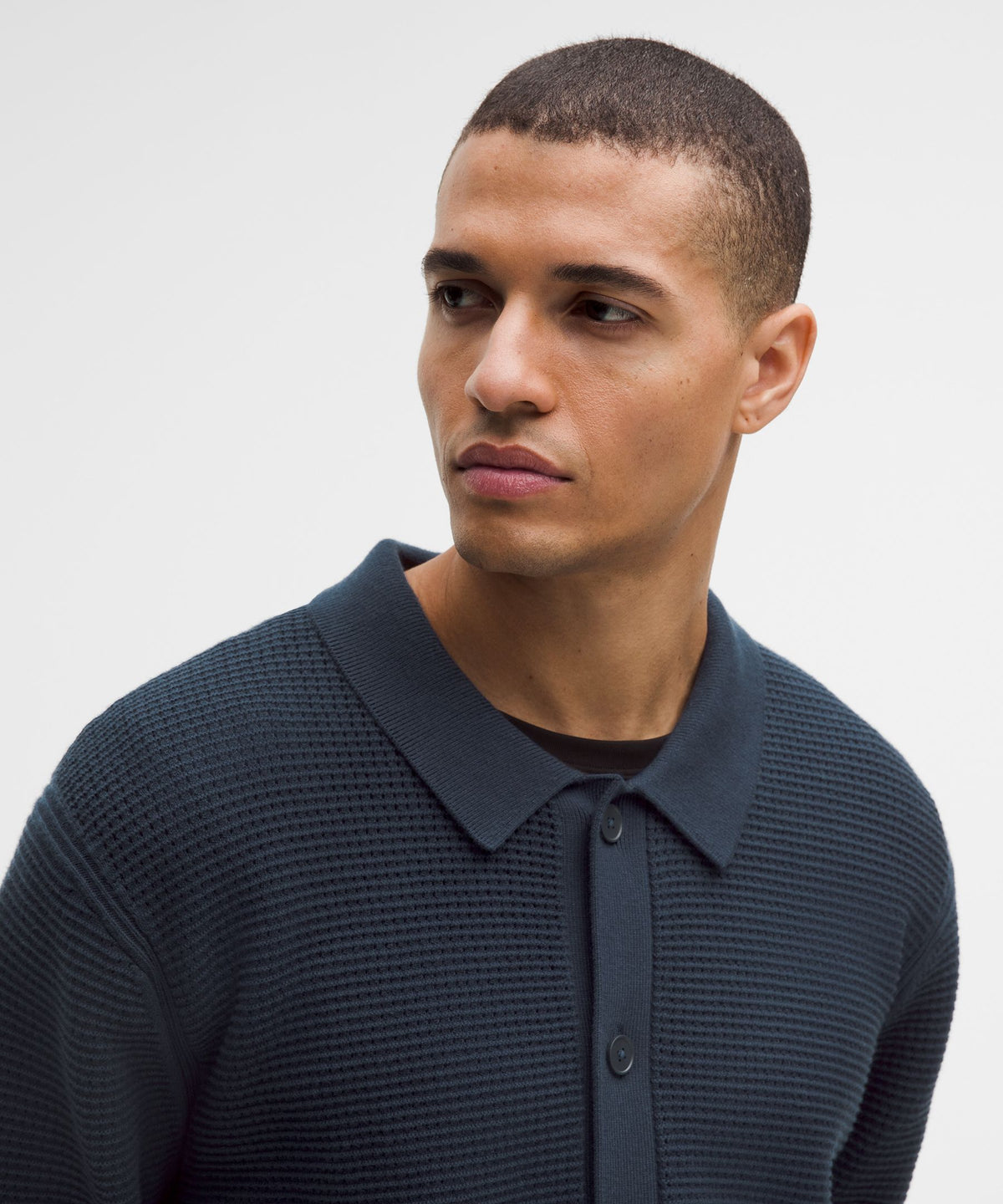 Cotton-Blend Knit Collared Cardigan