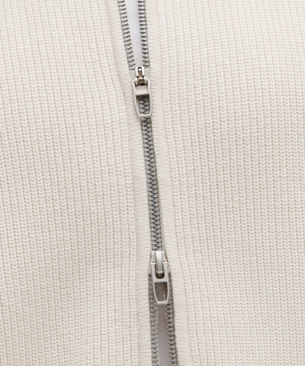 Cotton-Blend Knit Full-Zip Sweater