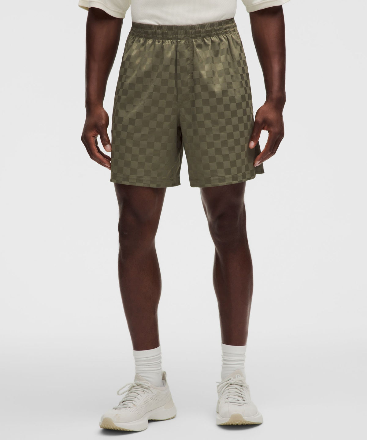Checkerboard Satin Linerless Gym Short 7"