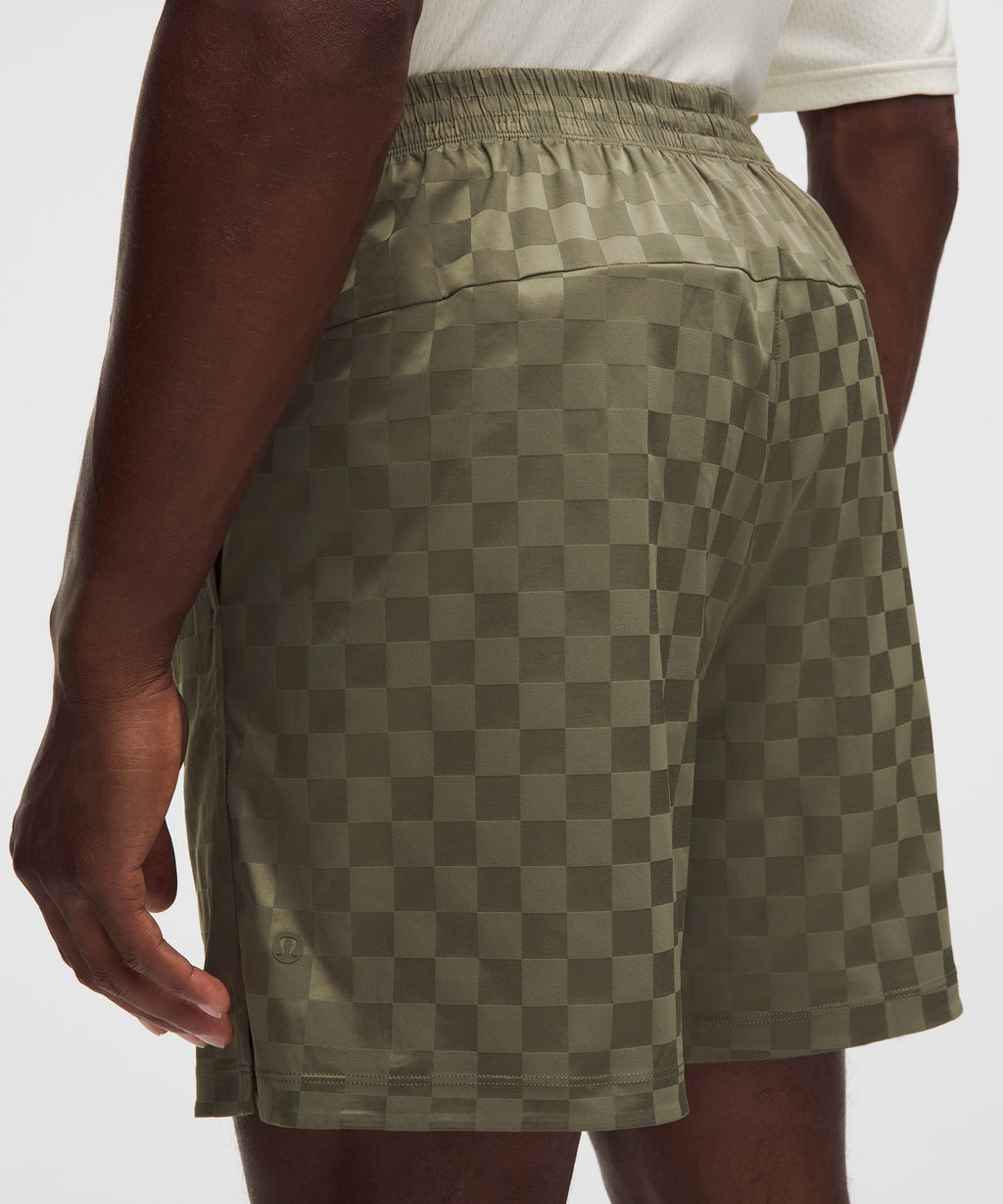 Checkerboard Satin Linerless Gym Short 7"