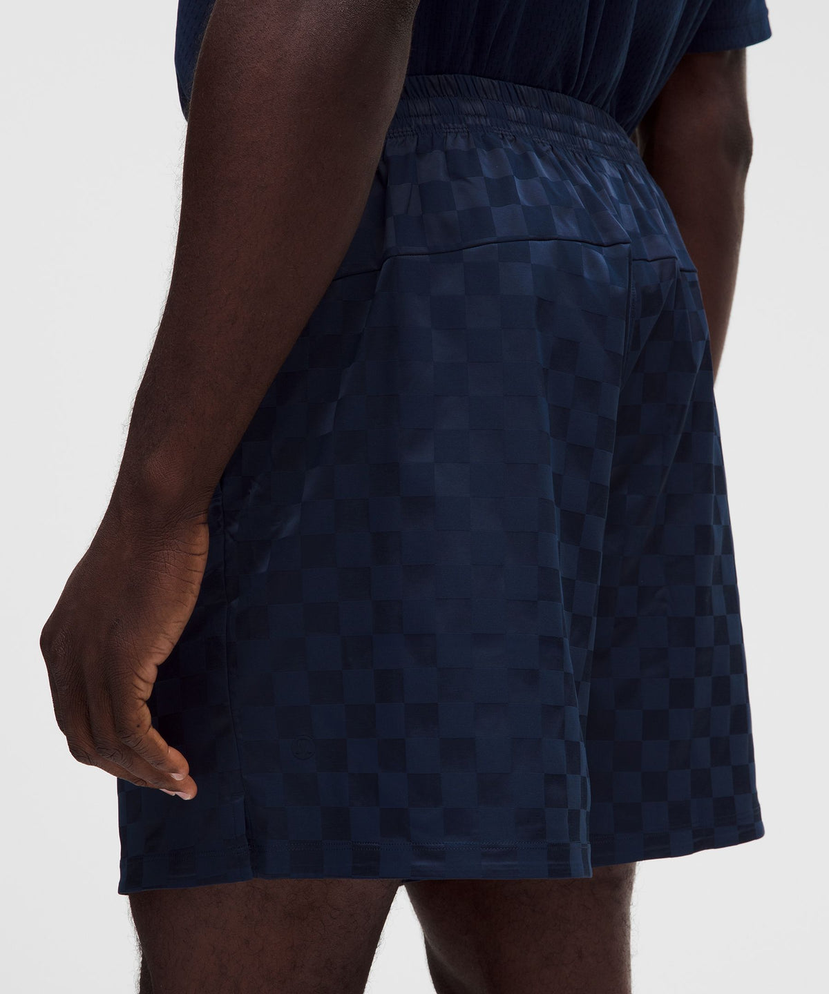 Checkerboard Satin Linerless Gym Short 7"