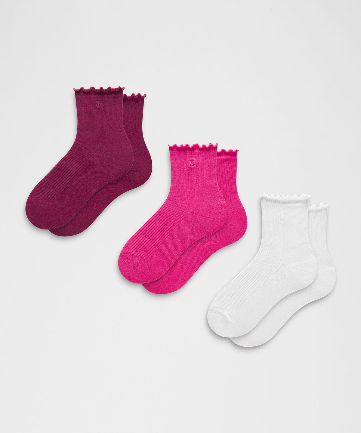 Unisex Lettuce Edge Quarter Socks3 Pack