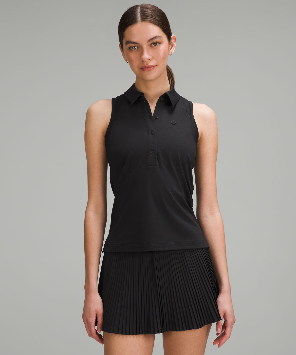 Quick-Dry Sleeveless Polo Shirt Straight HemLogo