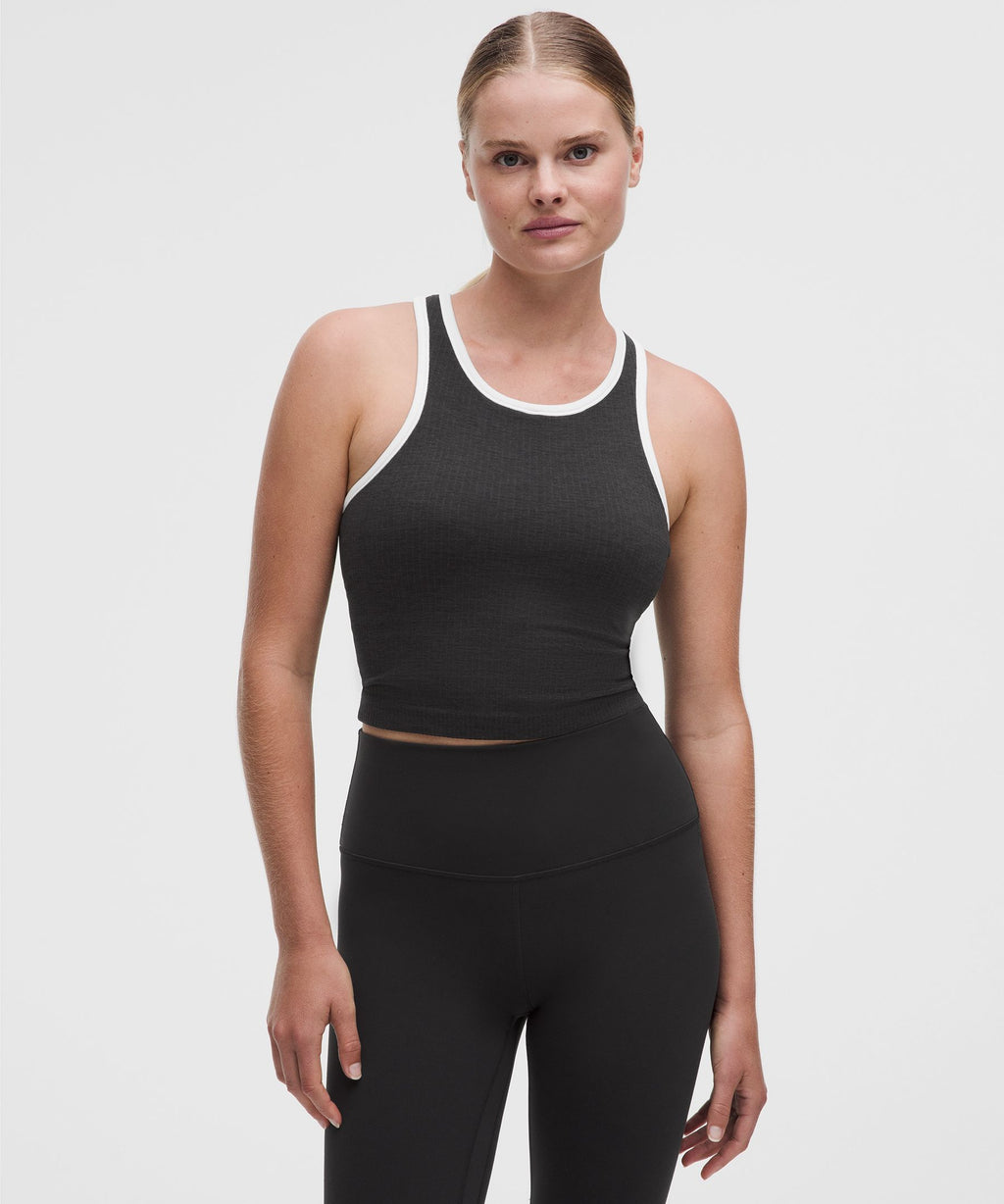 Ebb to Street Cropped Racerback Tank TopContrast