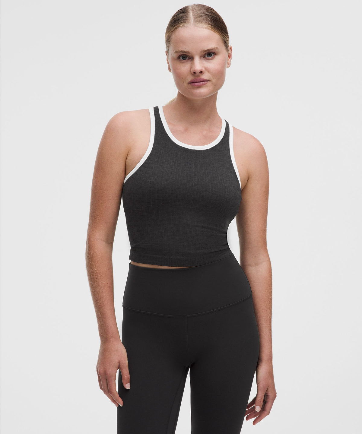 Ebb to Street Cropped Racerback Tank TopContrast