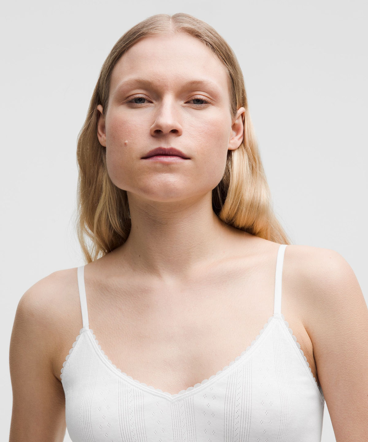 Cotton Pointelle Cropped Cami Tank Top