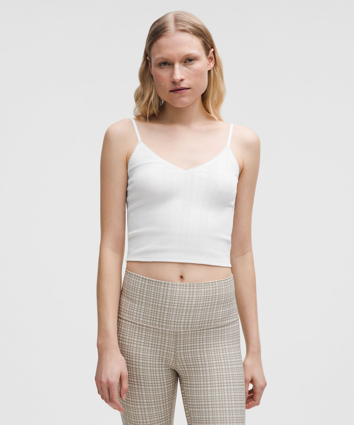 Cotton Pointelle Cropped Cami Tank Top