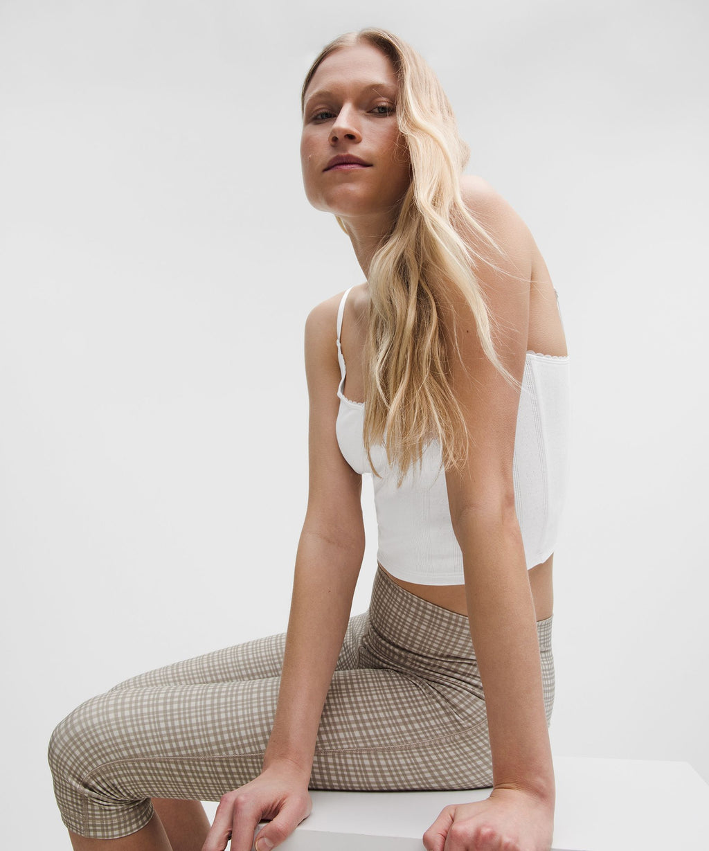 Cotton Pointelle Cropped Cami Tank Top