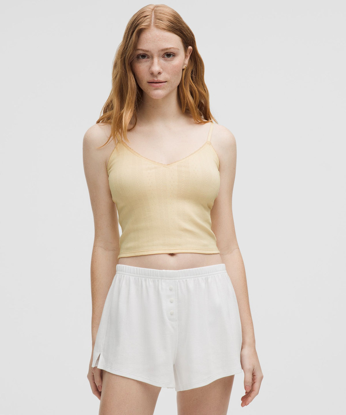 Cotton Pointelle Cropped Cami Tank Top