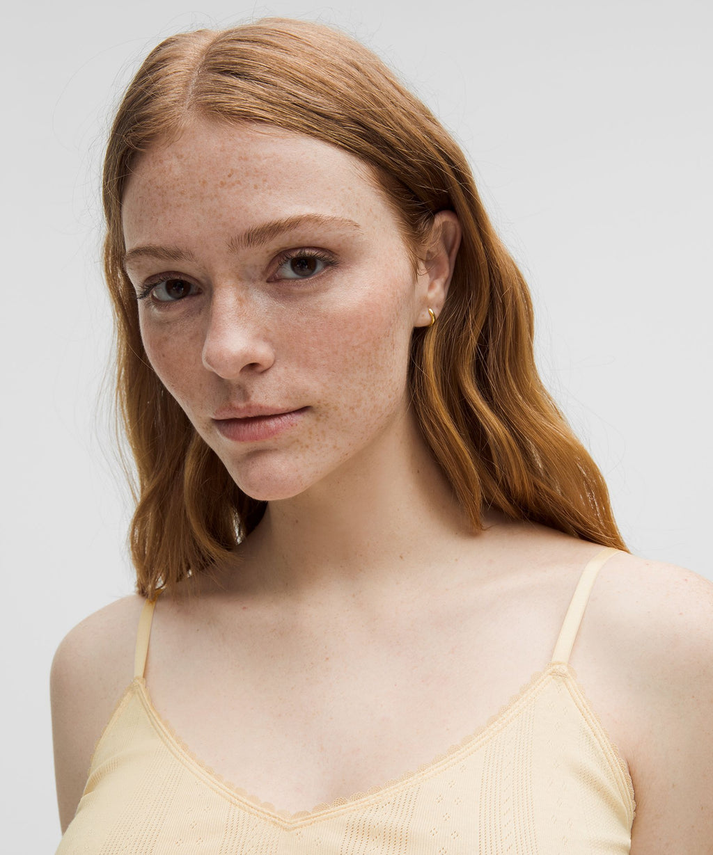 Cotton Pointelle Cropped Cami Tank Top