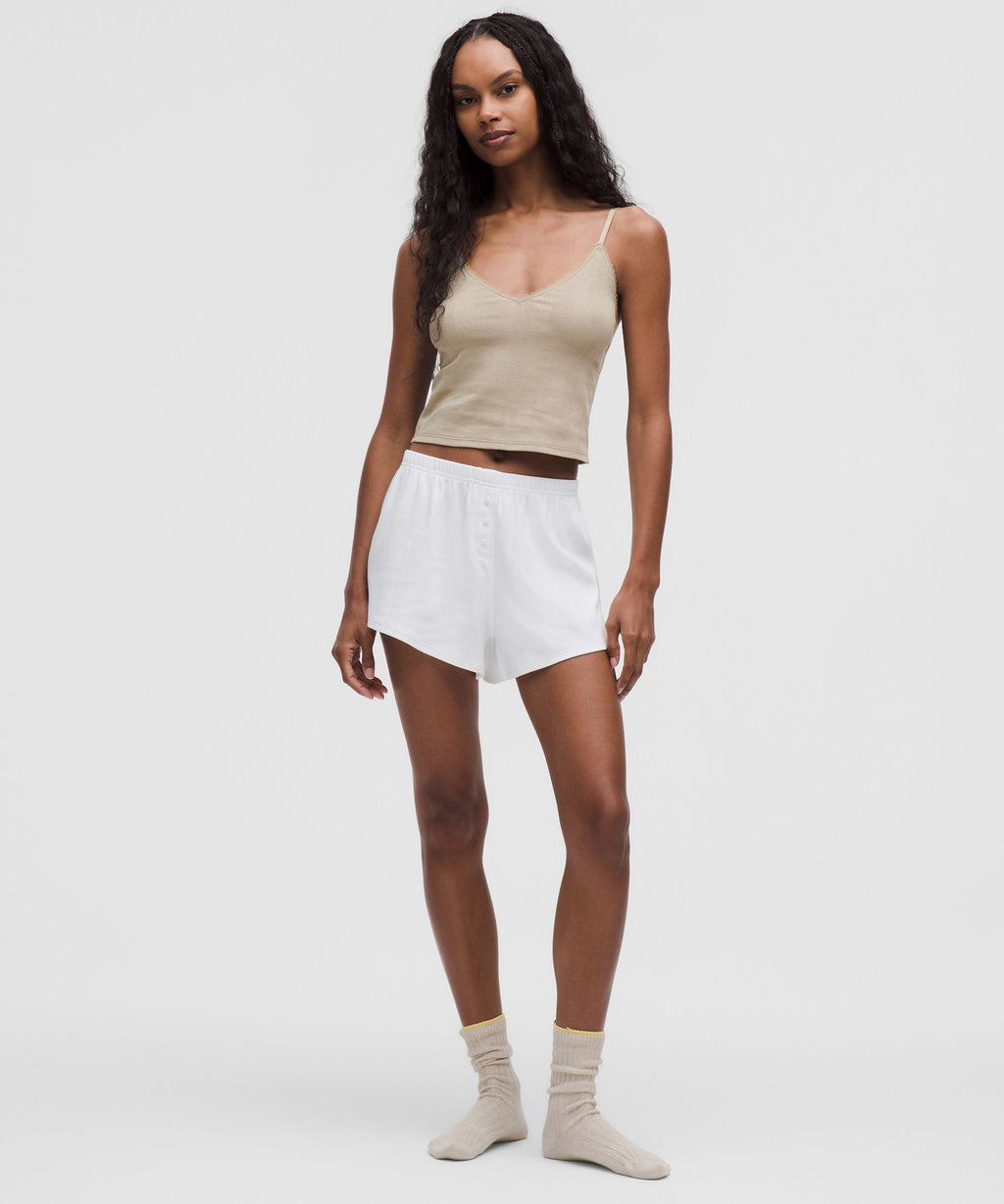 Cotton Pointelle Cropped Cami Tank Top