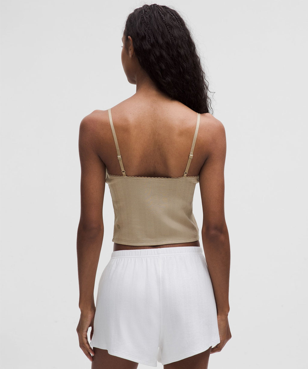 Cotton Pointelle Cropped Cami Tank Top