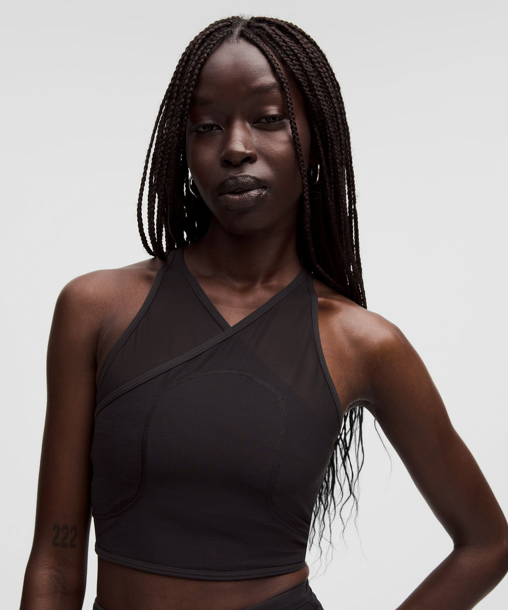Mesh Cross-Front Cropped Tank Top B/C CupSLNSH Collection