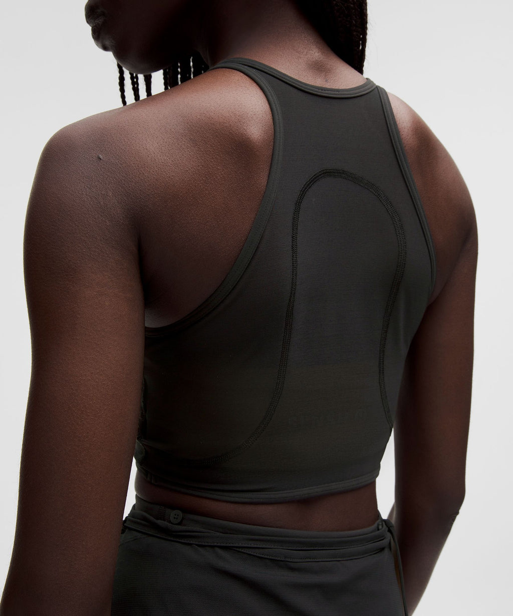 Mesh Cross-Front Cropped Tank Top B/C CupSLNSH Collection