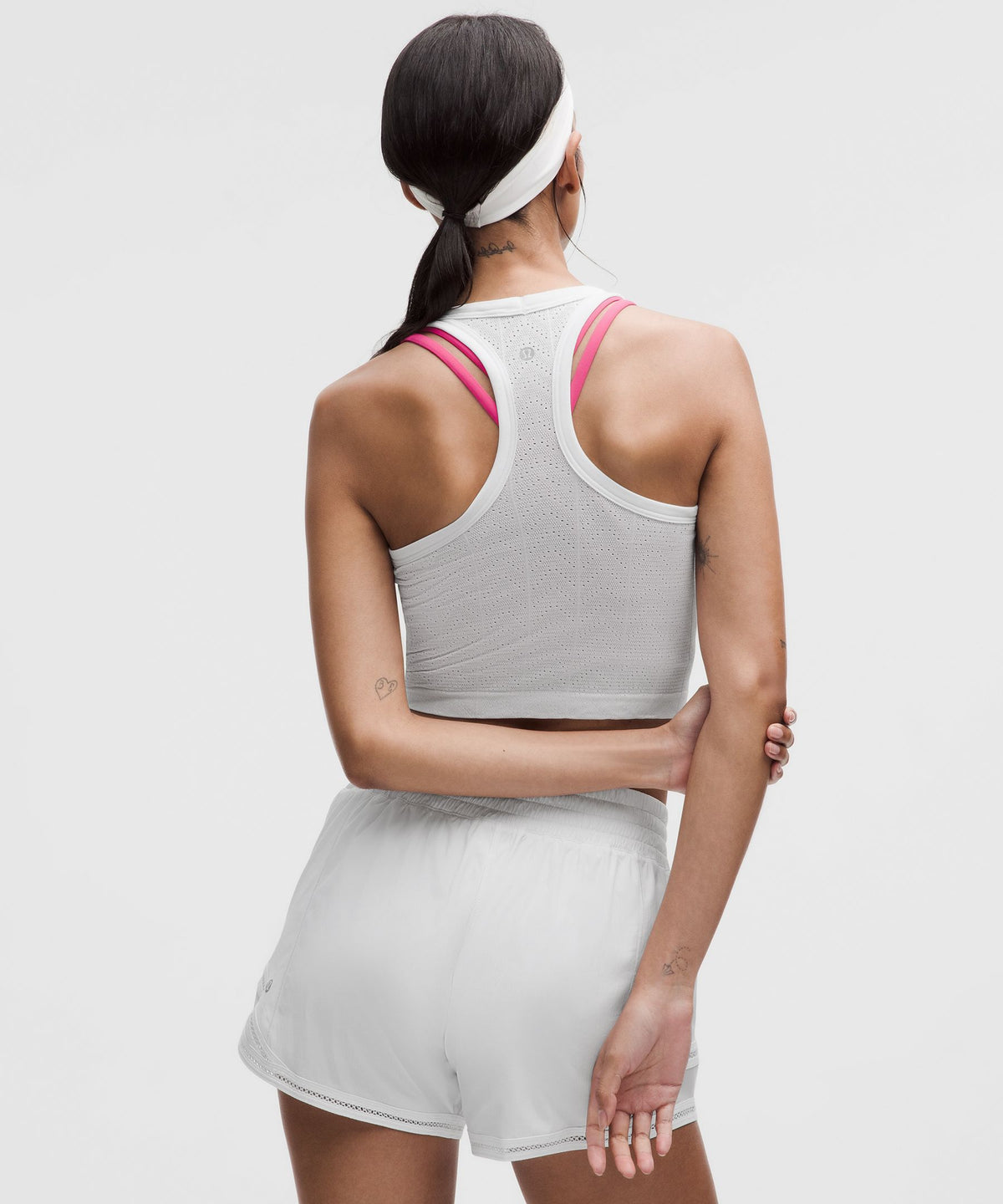 Swiftly Pointelle Cropped Racerback Tank Top