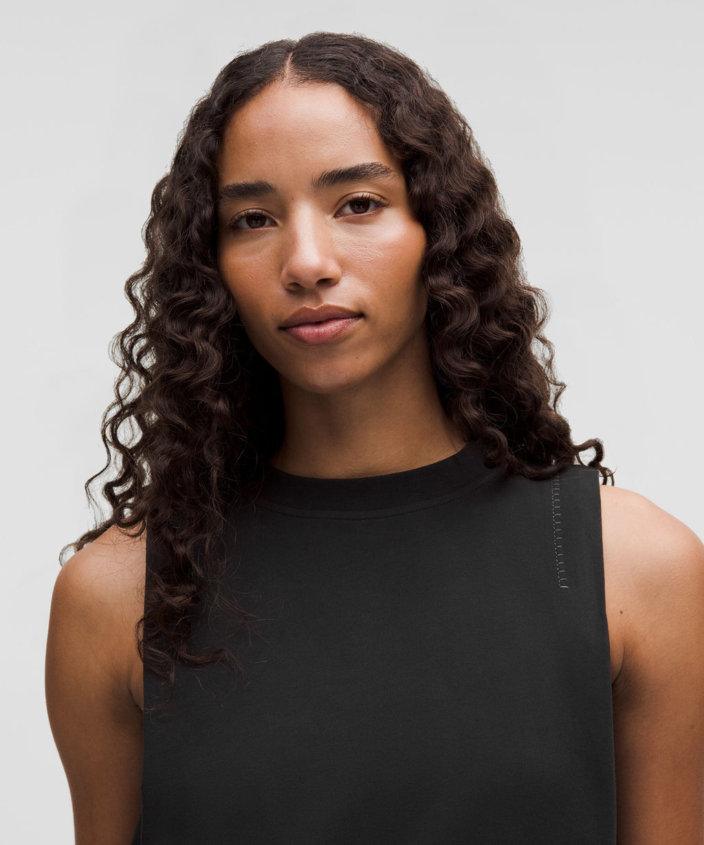 Cotton Jersey Stitch-Detail Tank Top
