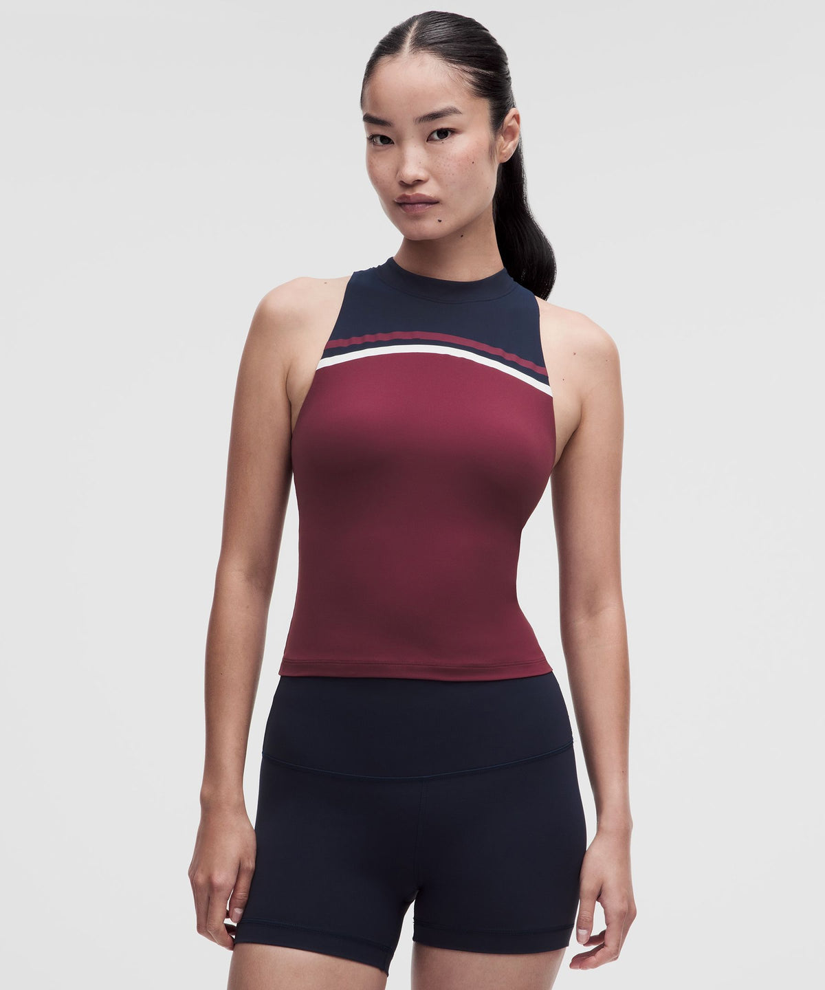 Mockneck Shelf Tank Top Light Support, B/C CupStripe