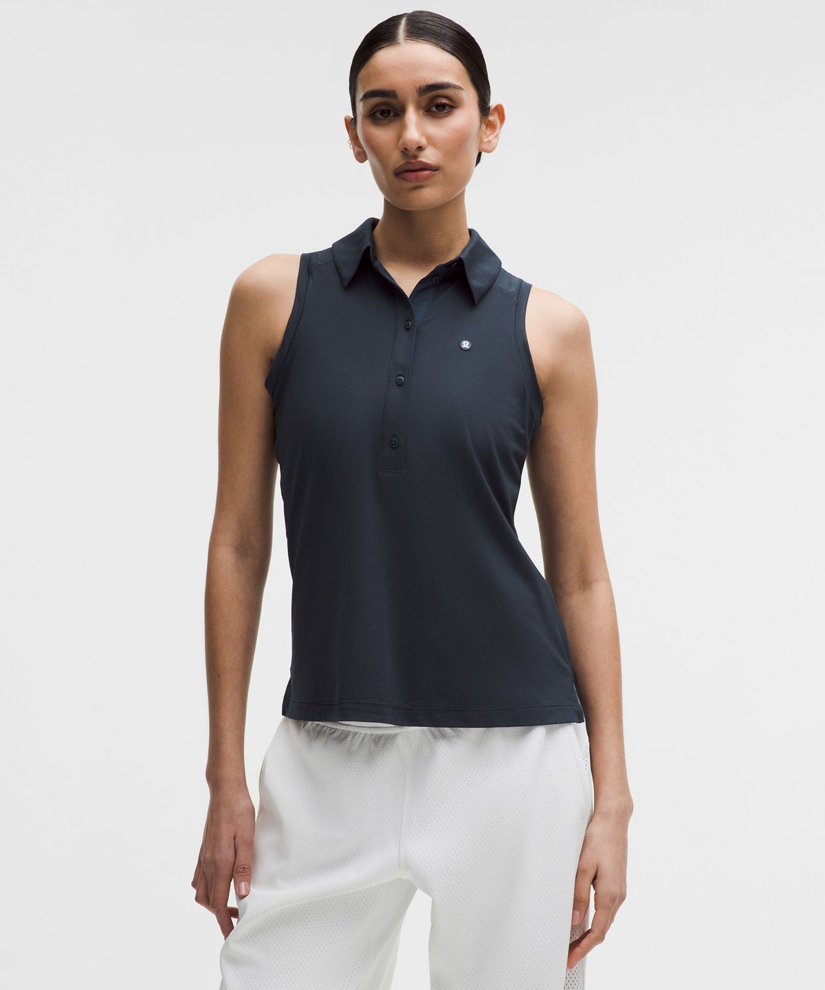 Quick-Dry Sleeveless Polo Shirt Straight HemLogo