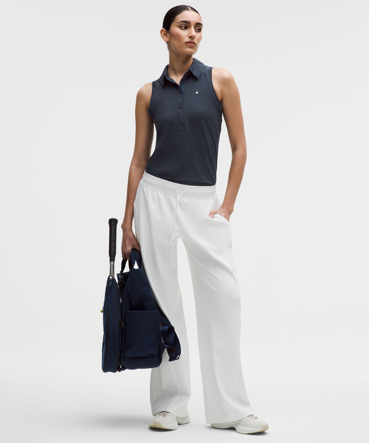 Quick-Dry Sleeveless Polo Shirt Straight HemLogo