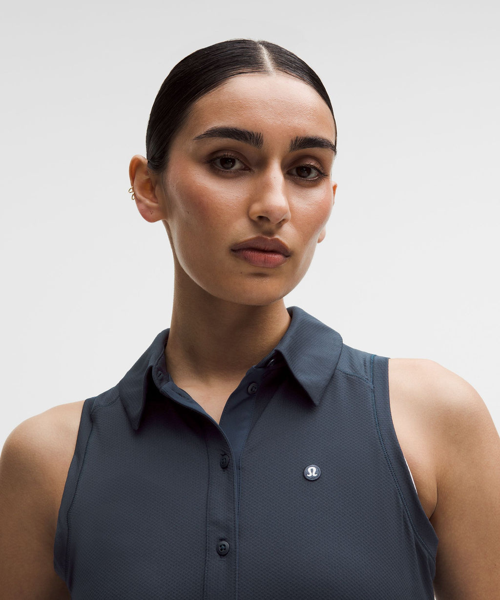Quick-Dry Sleeveless Polo Shirt Straight HemLogo
