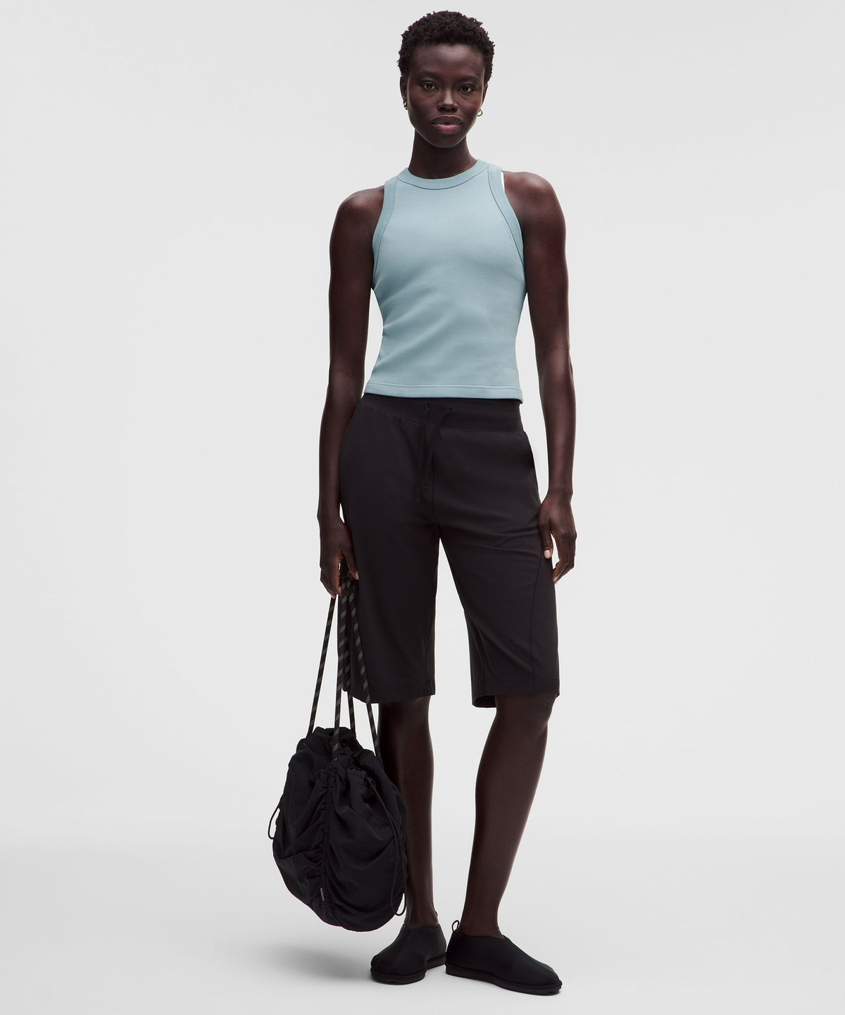 Ribbed Heavyweight Cotton-Blend Racerback Tank Top