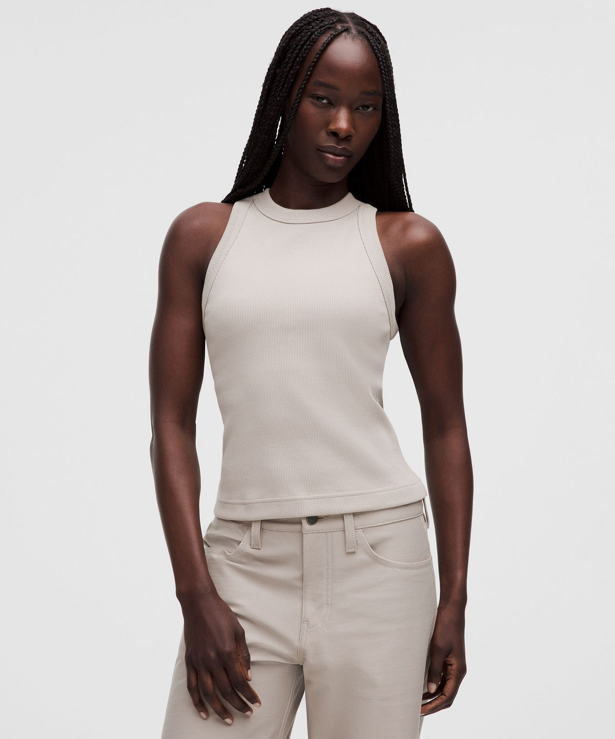 Ribbed Heavyweight Cotton-Blend Racerback Tank Top