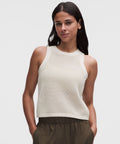 Cotton-Blend Crochet Mesh Tank Top