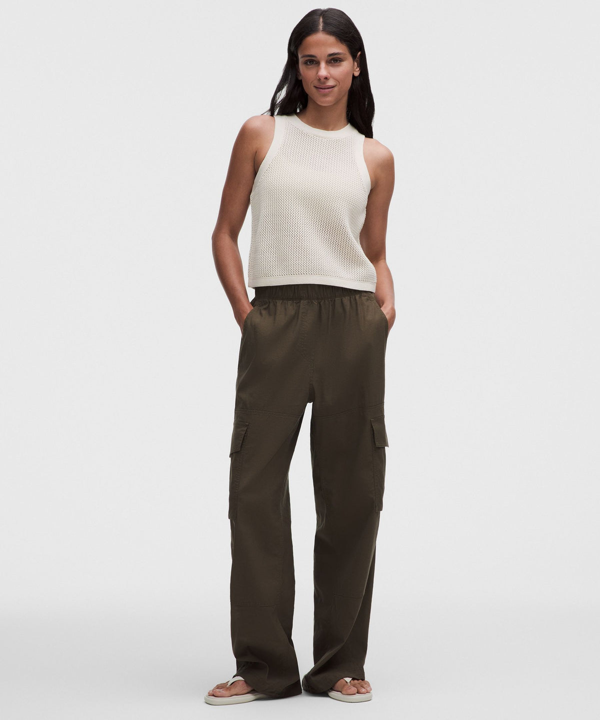 Cotton-Blend Crochet Mesh Tank Top