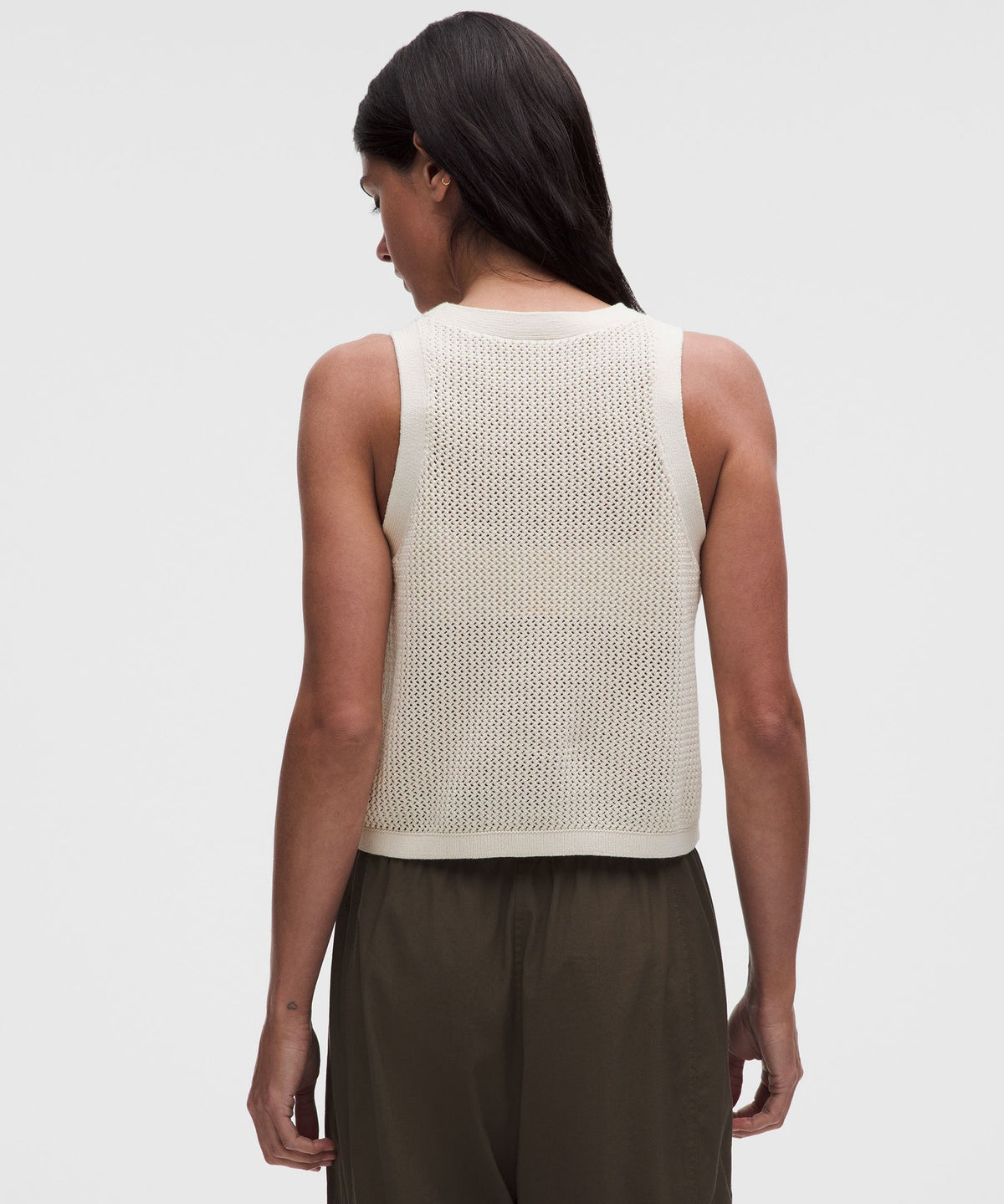 Cotton-Blend Crochet Mesh Tank Top