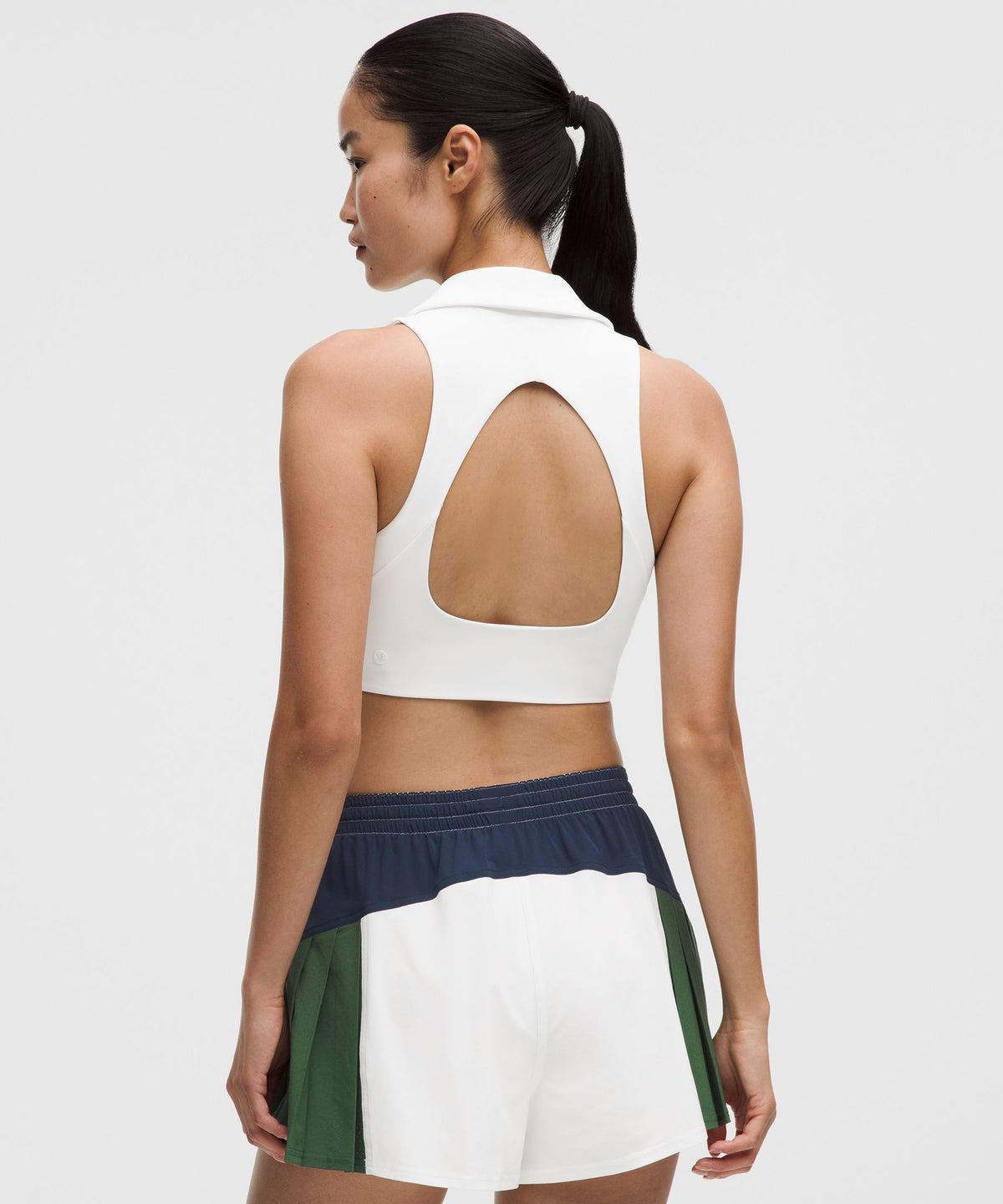 Collared Longline Ribbed Tennis BraMedium Support, B/C Cup