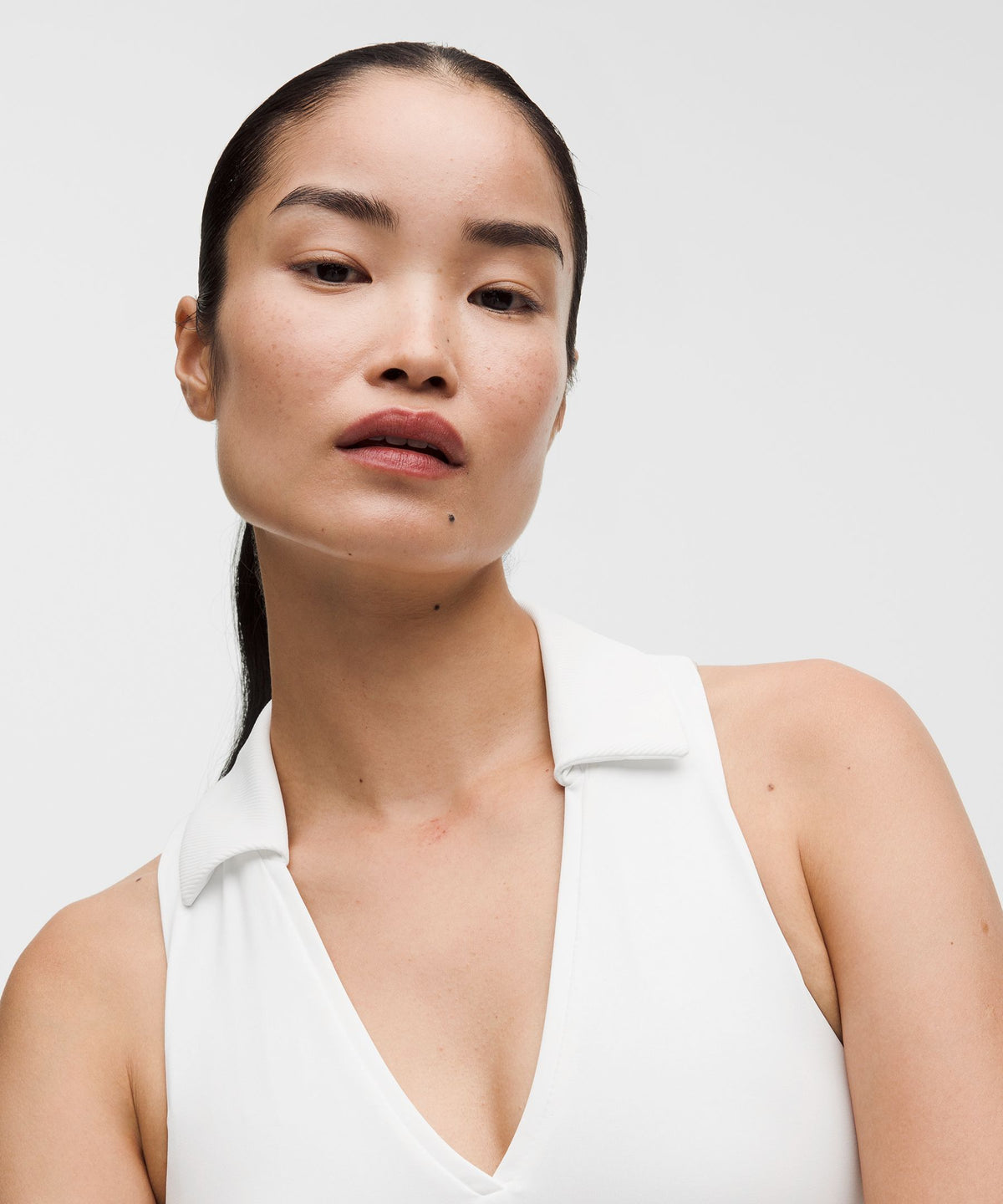 Collared Longline Ribbed Tennis BraMedium Support, B/C Cup