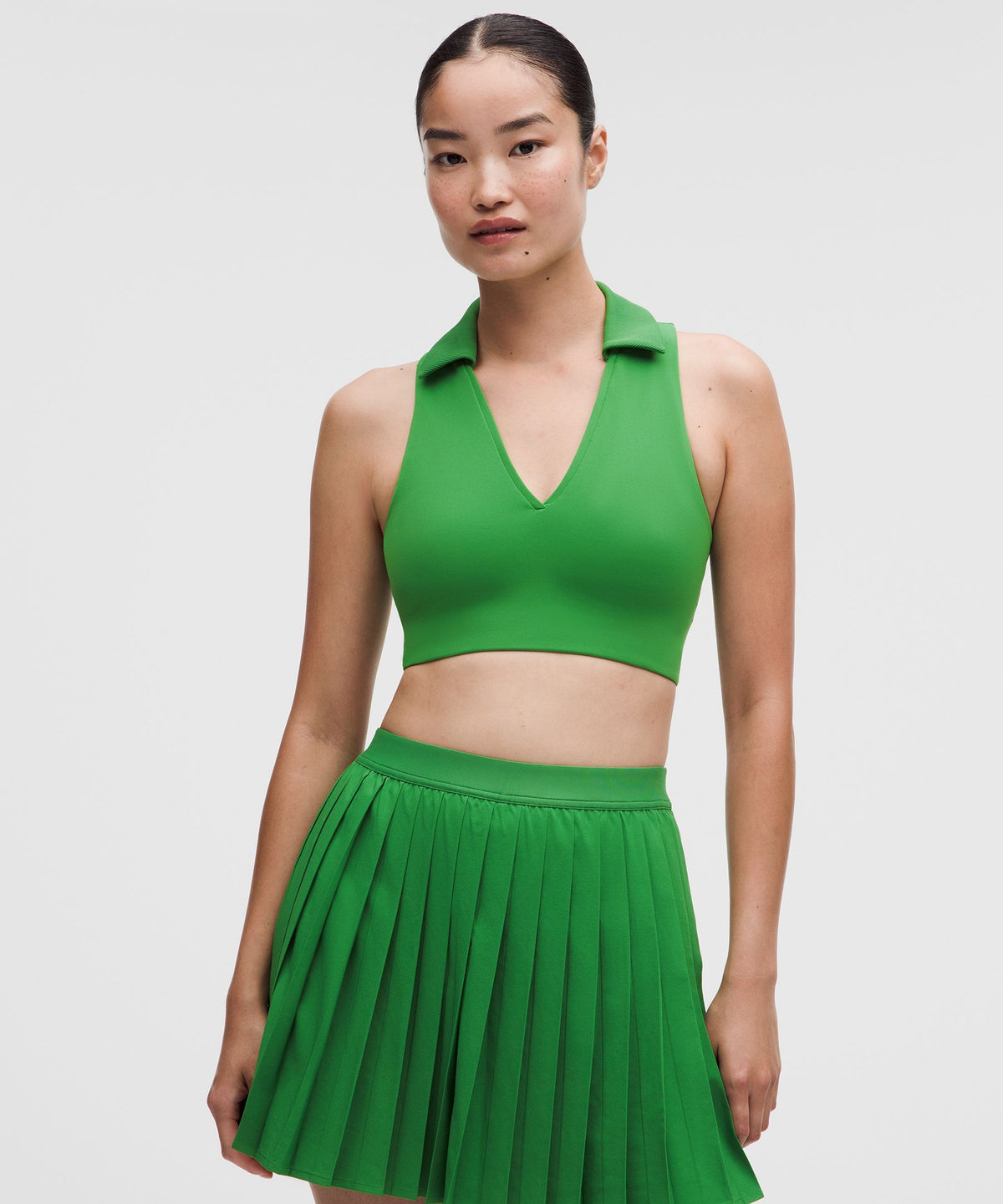 Collared Longline Ribbed Tennis BraMedium Support, B/C Cup