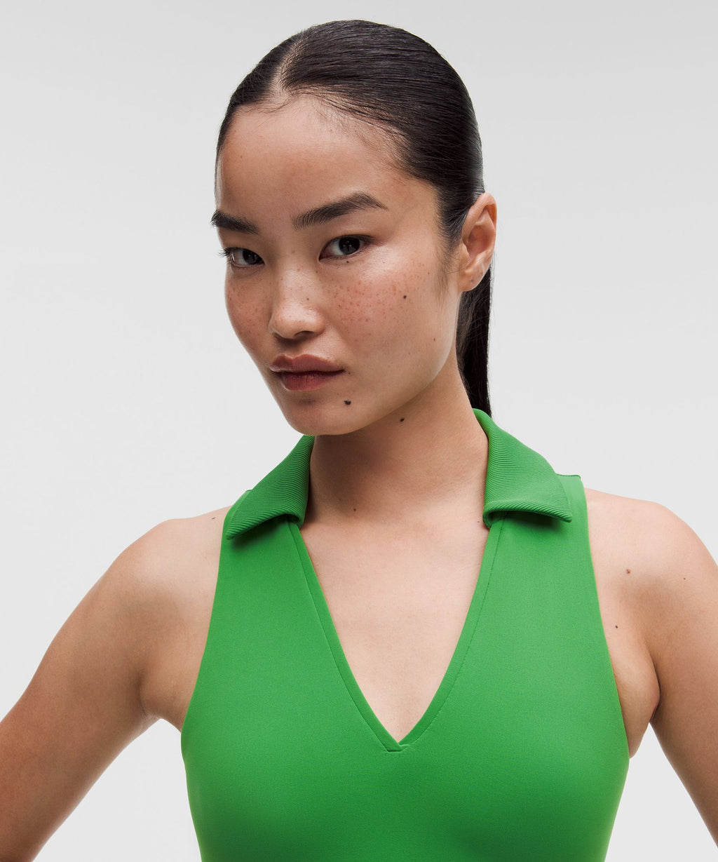 Collared Longline Ribbed Tennis BraMedium Support, B/C Cup
