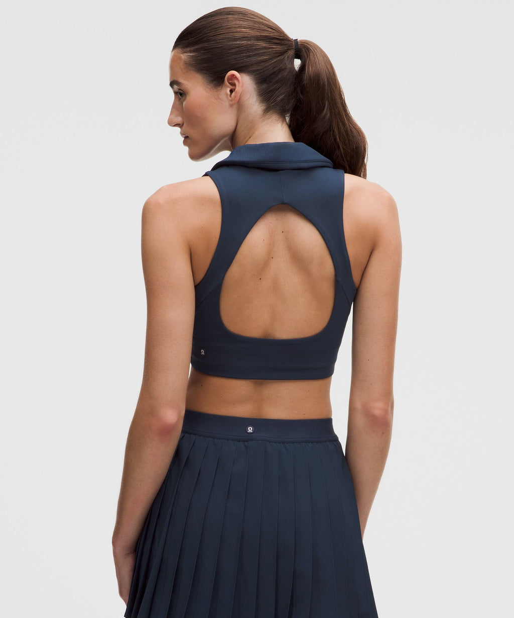 Collared Longline Ribbed Tennis BraMedium Support, B/C Cup
