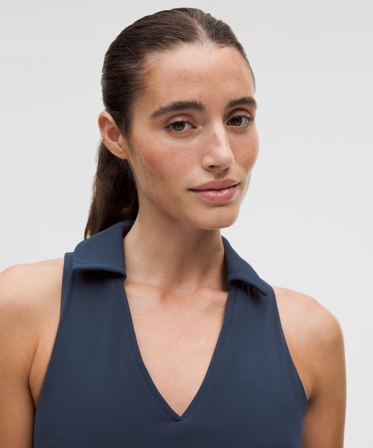 Collared Longline Ribbed Tennis BraMedium Support, B/C Cup