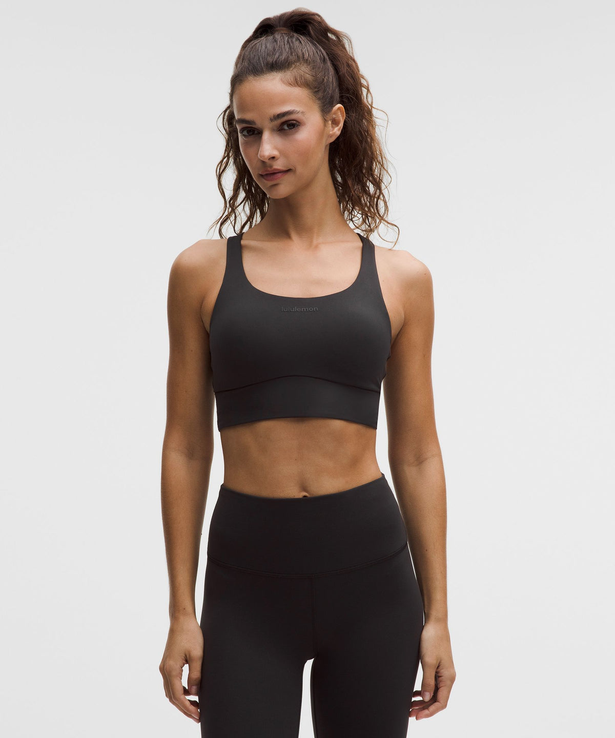 lululemon Energy Longline Bra Medium Support B-D Cups EvolveWordmark