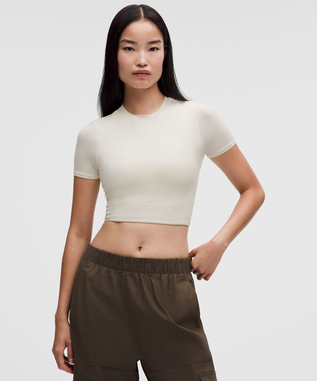 Wundermost Ultra-Soft Nulu Crewneck Cropped T-Shirt