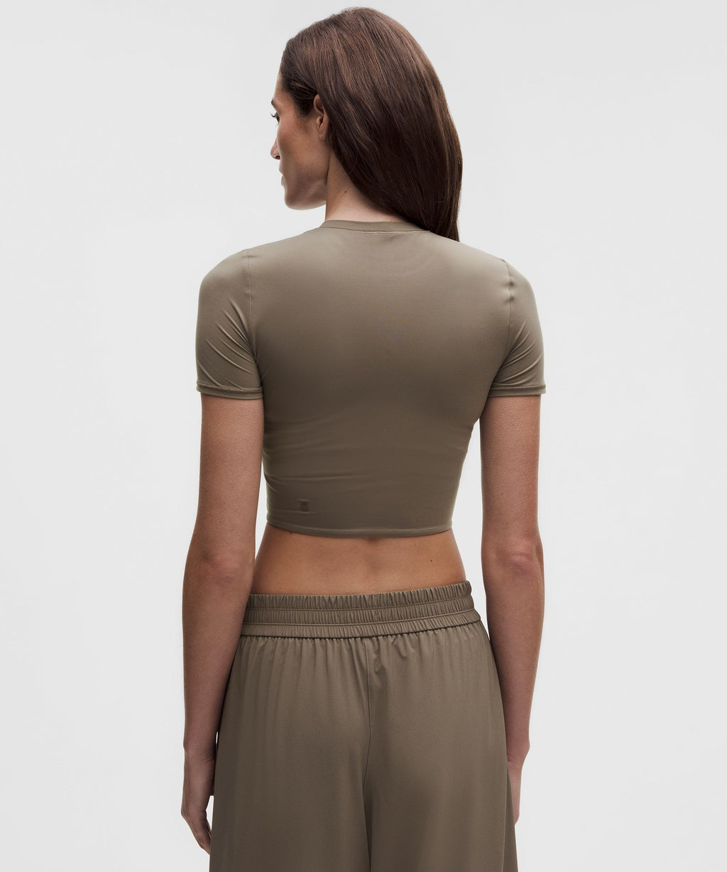 Wundermost Ultra-Soft Nulu Crewneck Cropped T-Shirt